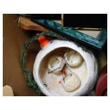 Large Box of Home Decor - Some Framed Prints - Candles and Misc