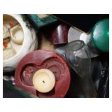 Large Box of Home Decor - Some Framed Prints - Candles and Misc