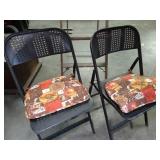 2 Metal Folding Chairs and Small Wood Ladder