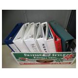 Three ring binders and office supplies.