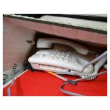 Three ring binders and office supplies.