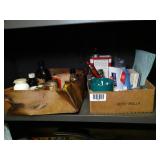 Misc old Medicine Bottles and Misc Office Supplies