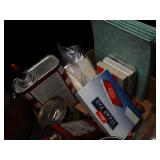 Misc old Medicine Bottles and Misc Office Supplies