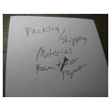 Foam and or paper packing materials