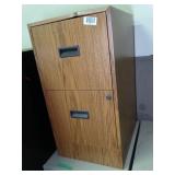 Two-drawer faux wood filing cabinet