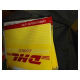 n95 masks, tape dispenser, packing envelopes, folders