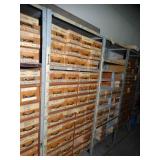 7ft Tall Metal Shelf with wood Drawers