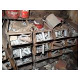 Scrap Metal Parts and Rack + Old Rusty Oil Cans