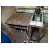 Small Metal Table and School Desk