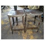 Two - 22 inch Metal Shop Stools