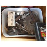 Pallet tub w/ Contents // Electric fence units / Misc tools