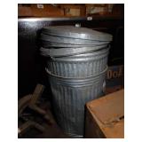 Lot of Metal Trash Cans with Lids