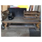 5ft Wood Coffee Table and Small Crate