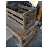 5ft Wood Coffee Table and Small Crate