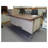 L-Shaped Metal & Wood Desk w/ organizer