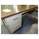 L-Shaped Metal & Wood Desk w/ organizer