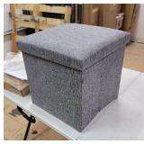 Folding Storage Ottoman Dark Grey