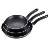 T-fal Specialty 3 PC Initiatives Nonstick Inside and Out, 8", 9.5", 11", Black