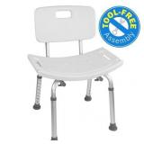 Vaunn Medical Tool-Free Spa Bathtub Adjustable Shower Chair Seat Bench with Removable Back