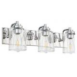 SOLFART 22.7 Inch Chrome Vintage Bathroom Vanity Light Fixtures Lights Over Mirror Wall 3 Light Bulbs excluded