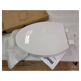 Elongated Toilet Seat with Soft Close, Durable and Easy Clean, Polypropylene Plastic, White