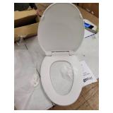 Elongated Toilet Seat with Soft Close, Durable and Easy Clean, Polypropylene Plastic, White