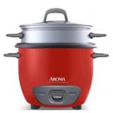Aroma Housewares ARC-743-1NGR 6-Cup (Cooked) (3-Cup UNCOOKED) Pot Style Rice Cooker and Food Steamer,Red