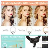 AFI 16" Selfie Ring Light with 3 Color Modes 79" Extendable Tripod Stand Phone Camera Holder, 320 Bulbs 6500K 10 Brightness Dimmable LED Carrying Bag for Photography Makeup Live YouTube Video TikTok
