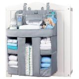 XL Hanging Diaper Caddy Organizer Reinforced Diaper Stacker for Crib that Keeps Shape Hanging Diaper Organizer for Changing Table, Playard, Wall & Door Diaper Holder for Newborn Baby Girl & Boy