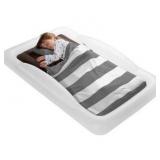 The Shrunks Toddler Travel Bed Portable Inflatable Air Mattress Blow Up Bed for Indoor/Outdoor Camping, Backyard, Hotel, or Home Use Kids Floor Bed with Security Bed Rails and Electric Pump