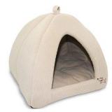 Best Pet Supplies Corduroy Tent Bed for Pets, Beige - Medium