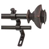 Montevilla 5/8-Inch Square Double Telescoping Curtain Rod Set, 26 to 48-Inch, Oiled Bronze