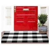 Buffalo Plaid Door Mat White/Black 23.6x35