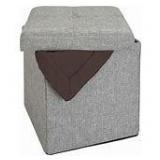 Folding Storage Ottoman Dark Grey