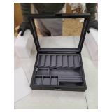 Drop Cache Display Valet - EDC, Blade, Watch, and Jewelry Locking Storage Case, USB Pass-through, Microfiber Lining, Faux Leather, Stackable (Valet), black