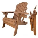 DURAWEATHER POLY King Size Folding Adirondack with Collapsible Cup Holders (Fireside Cedar)