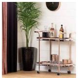 South Shore Maliza Bar-Cart Rose gold And Smoked Glass