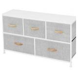 AZL1 Life Concept Extra Wide Dresser Storage Tower with Sturdy Steel Frame,5 Drawers of Easy-Pull Fabric Bins, Organizer Unit for Bedroom, Hallway, Entryway, Light Grey