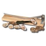 King Kooker Oyster Opener on Wooden Base and Oyster Knife