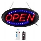LED Open Sign with Remote, 19x10inches Ultra Bright Electric Light Up Signs for Business, Timing Function, 2 Lighting Modes Flashing & Steady, Advertisement Board for Store, Bar, Hotel, Cafe