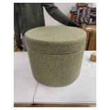 Round Storage Ottoman Green Tweed - HomePop