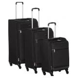 Amazon Basics 3 Piece Softside Carry-On Spinner Luggage Suitcase Set - Black