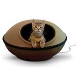 K&H PET PRODUCTS Mod Dream Pod Pet Bed, Big Cat Cave for All Cat Sizes, Heated and Unheated,  Tan/Black