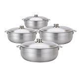 Aramco 8 Piece Alpine Gourmet Aluminum Caldero Set, 2/3.5/7/13 quart, Silver