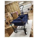S2 Lifestyle Brazee Collapsible Folding Wagon Cart With Wheels, Navy Blue