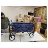 S2 Lifestyle Brazee Collapsible Folding Wagon Cart With Wheels, Navy Blue