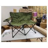 Loveseat Style Double Camp Chair with Steel Frame by Trademark Innovations (Army Green, 31.5"H)