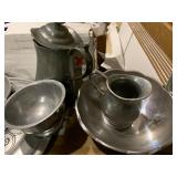 Nice Pewter Set w/ Serving Plates, cream holders, water vase, and more