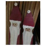 2 Santa Clause Painted Wooden Ground Christmas Decorations