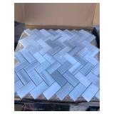 20 Sheets of Bergamo Herringbone Tile Backsplash. Covers .94 sq ft per piece.